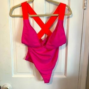 BRAND NEW, NEVER WORN SHEIN pink and orange 1-piece